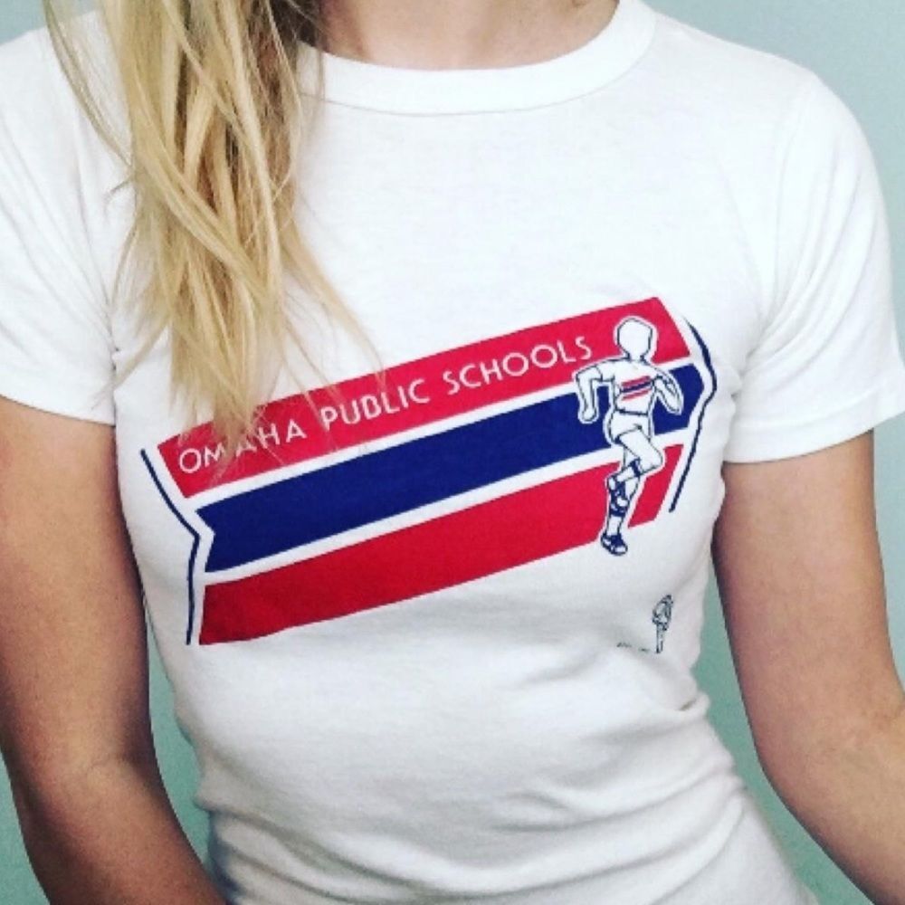 Vintage Omaha Public Schools White Tee Shirt XXS XS Womens Nebraska 80s
